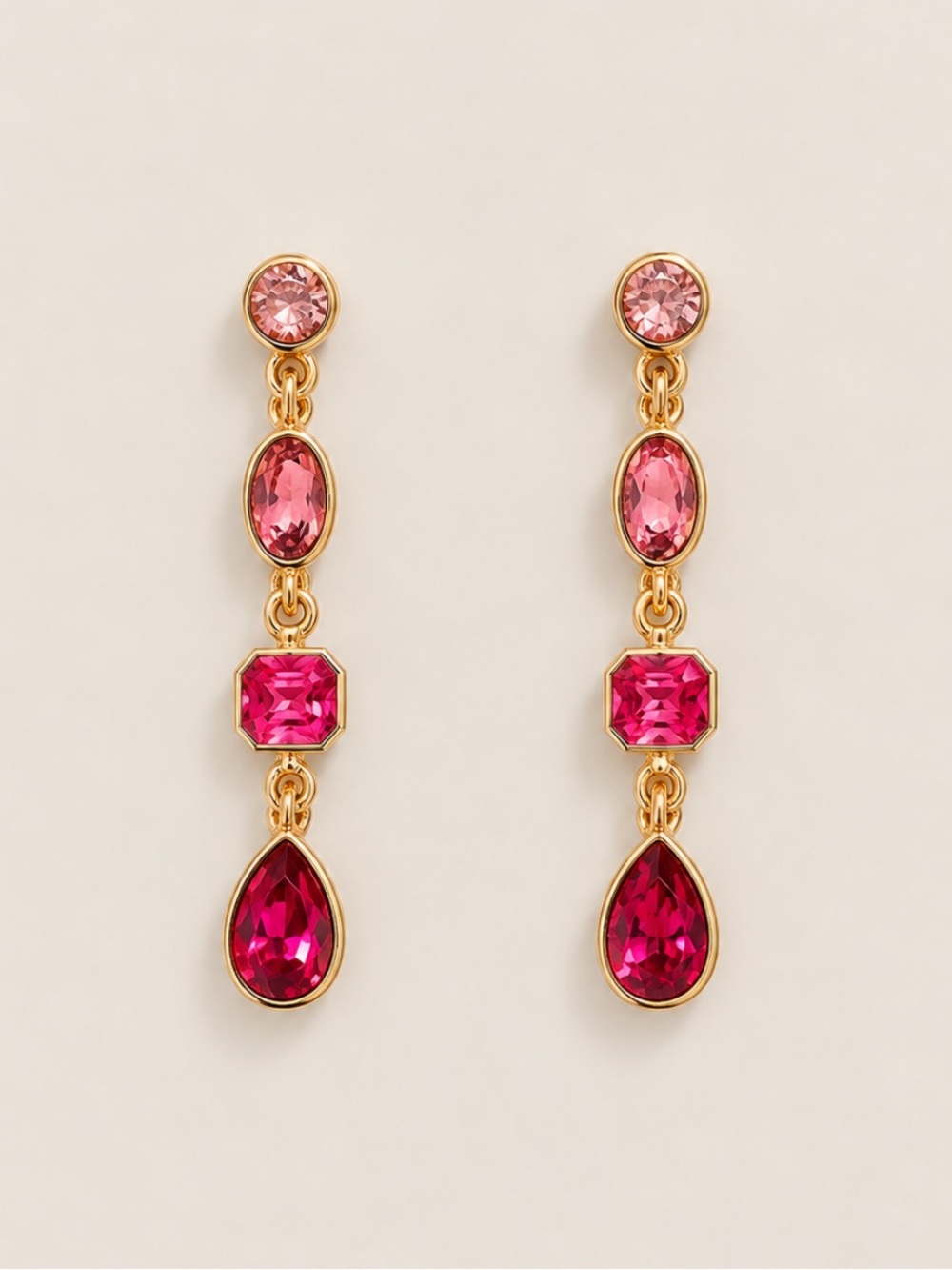 New! Magenta Pink Tear Drop Gemstone Drop Earrings NWOT